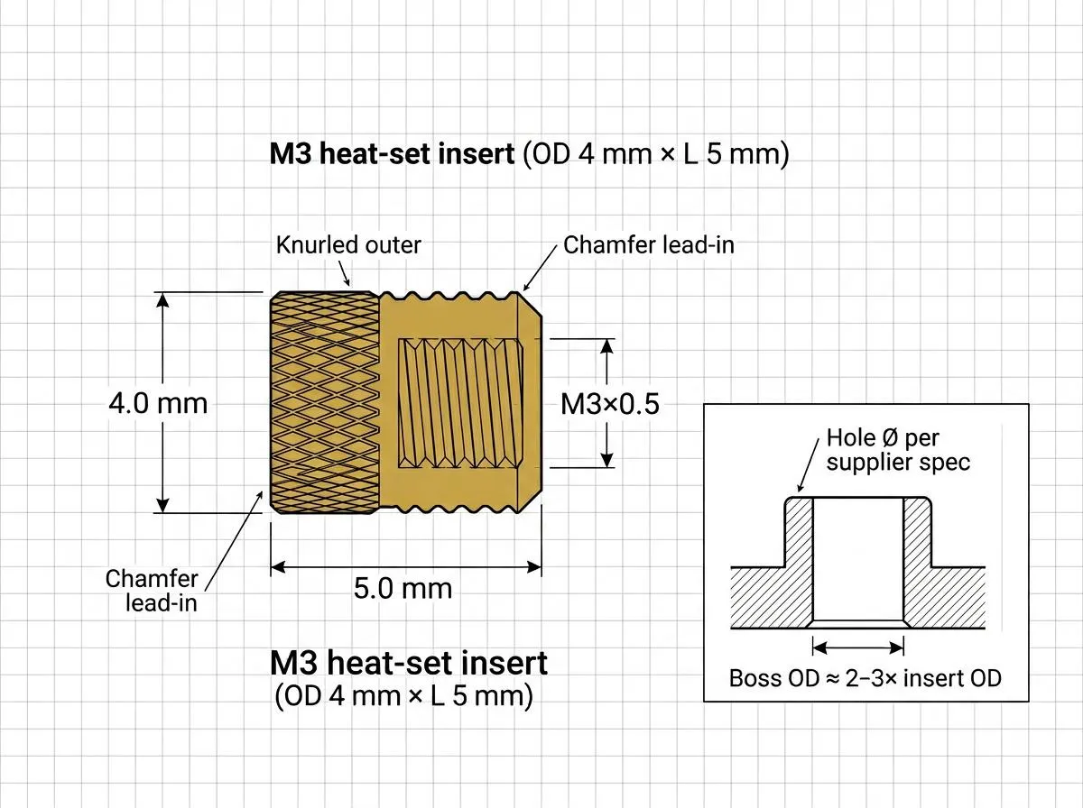 Structural Diagram of an M3 Heat-Set Inser
