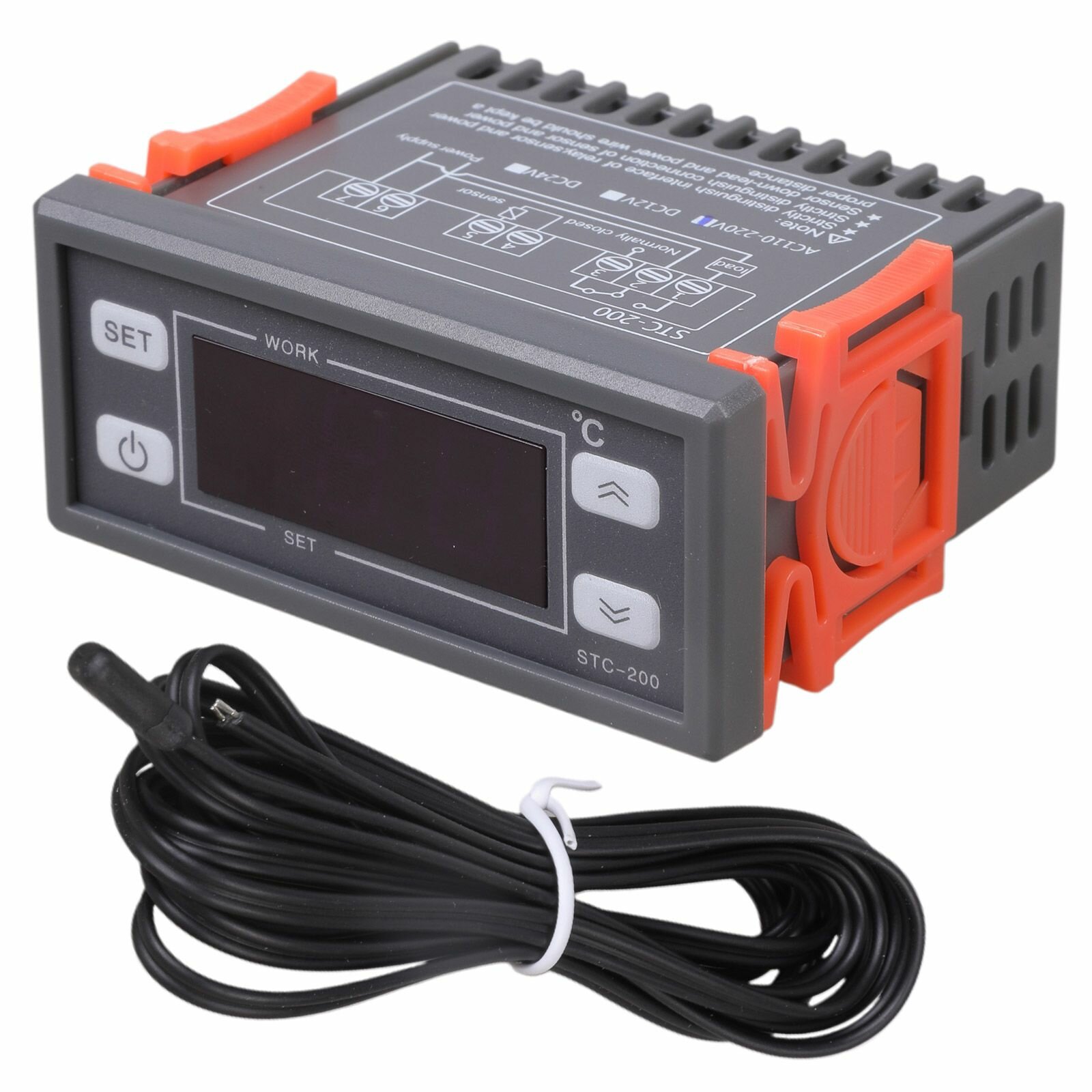 Digital temperature controller front panel display with LED screen showing current temperature reading and control buttons