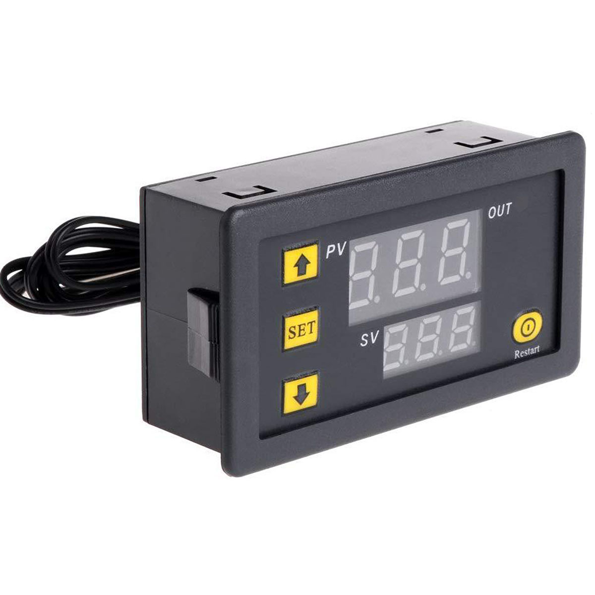 Digital temperature controller panel installation showing wiring connections and mounting setup for industrial temperature control system