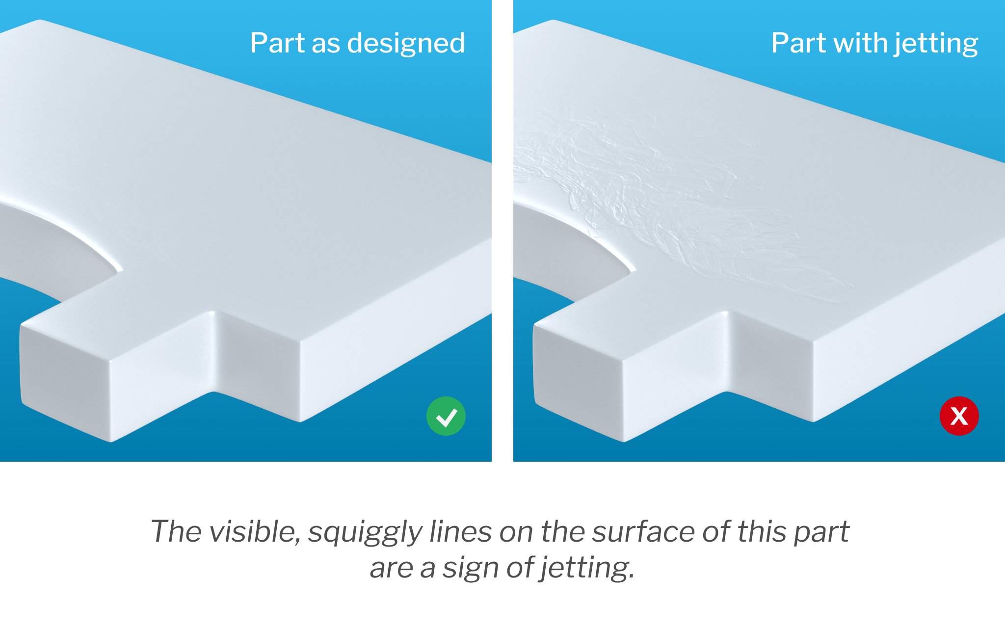 9 Common Injection Molding Defects and How to Fix Them 4 Warpage injection molding defect example showing a warped plastic part compared to the intended flat shape due to uneven cooling and shrinkage
