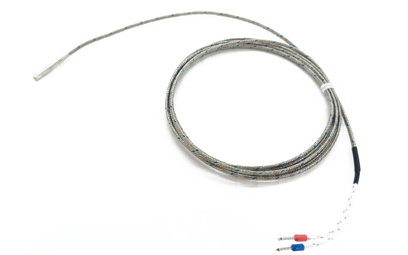 K Type Thermocouple: The Simple 2026 Guide for Hot Runner Molds 7 Grounded k type thermocouple with braided cable and terminal lugs ready for wiring to a hot runner controller