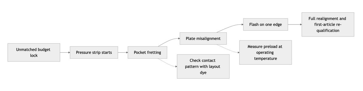 Sideplate Locks Under $100: 3 Essential Checks Before You Risk It 6 Failure sequence flowchart showing how worn sideplate locks under $100 lead to plate misalignment and part flash